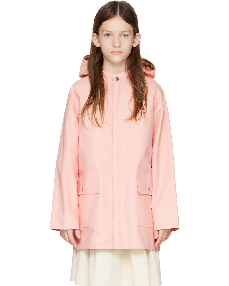 Burberry Kids Pink Check Cotton Reversible Jacket Rose