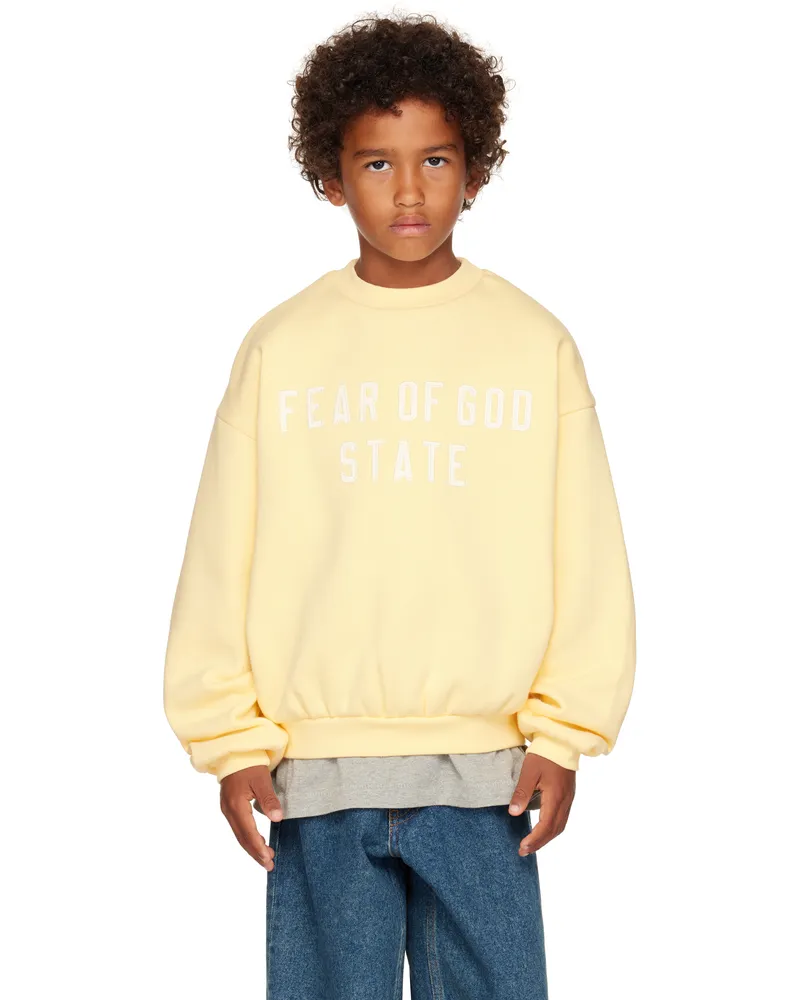 Fear of God Kids Yellow 90s Fit Fleece Crewneck Sweatshirt Garden