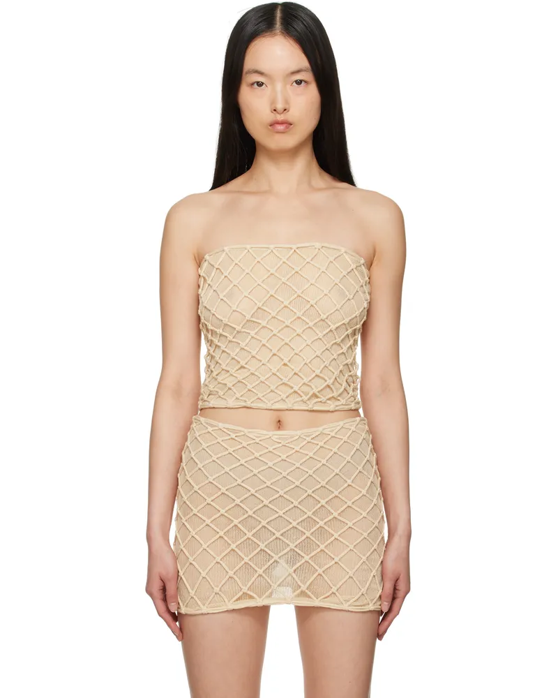 Isa Boulder Beige Macramist Tube Top Beige