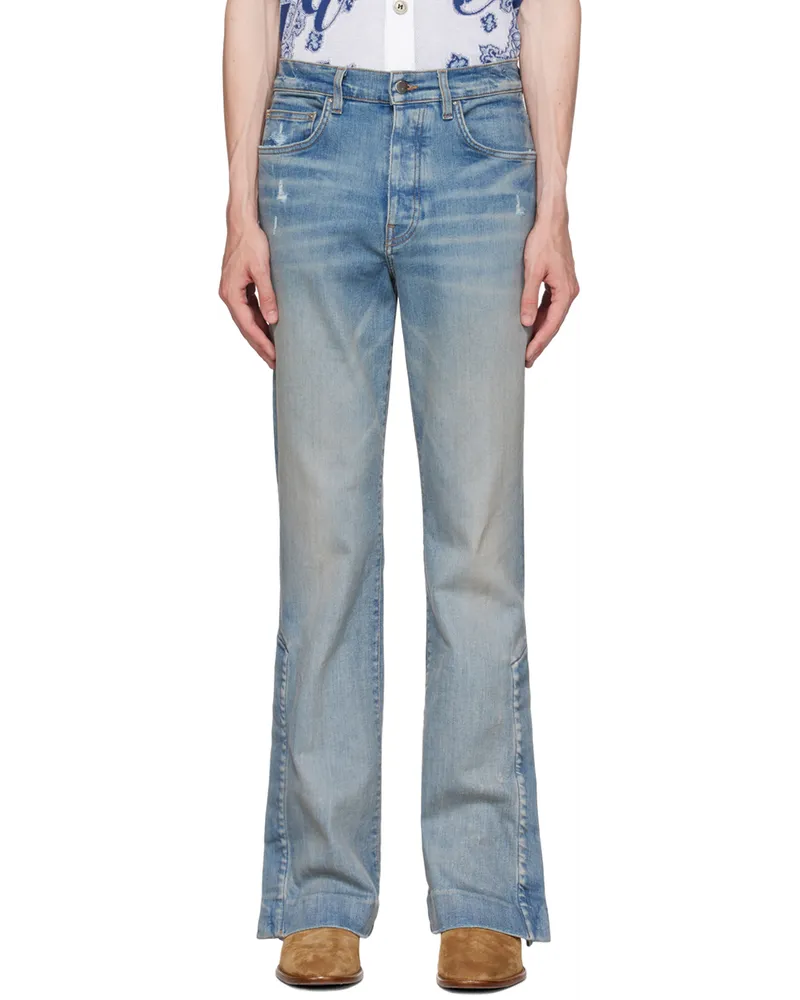 Amiri Blue Stacked Flared Jeans Clay