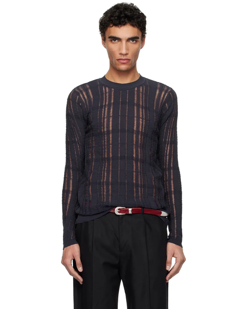 Our Legacy Navy Formal Roundneck Sweater Washed
