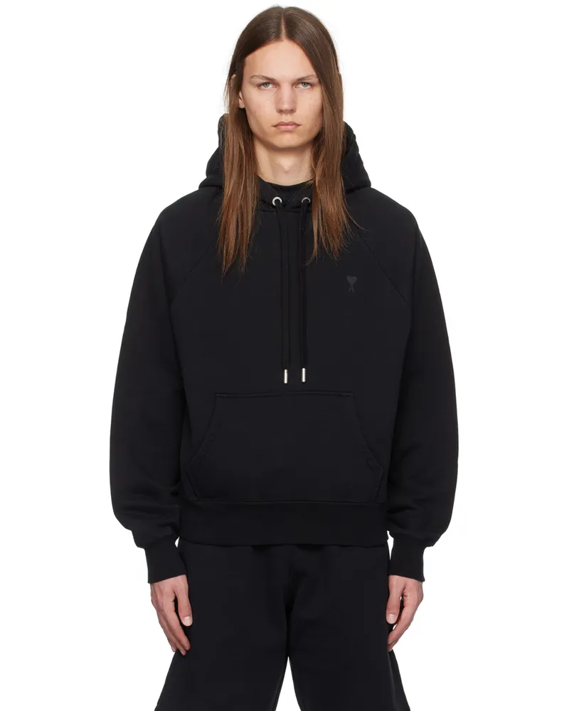 AMI Paris Black Ami de Coeur Hoodie Black
