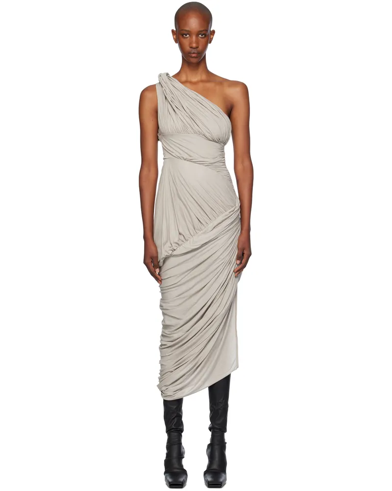 Rick Owens Gray Lido Draped Midi Dress 08