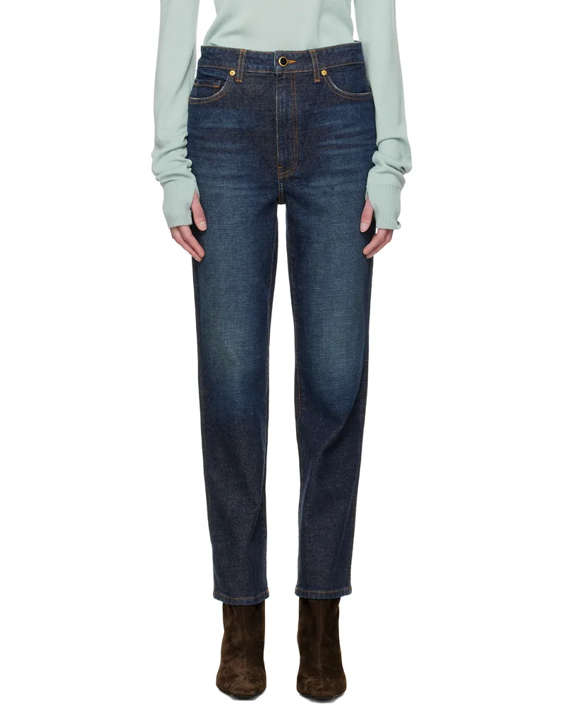 KHAITE Navy Abigail Stretch Jeans 010