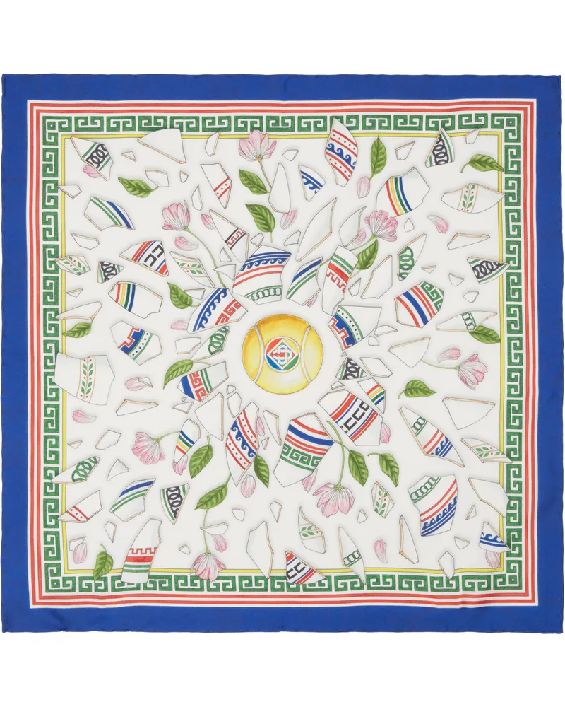 Casablanca Paris White & Navy Small Silk Scarf Le