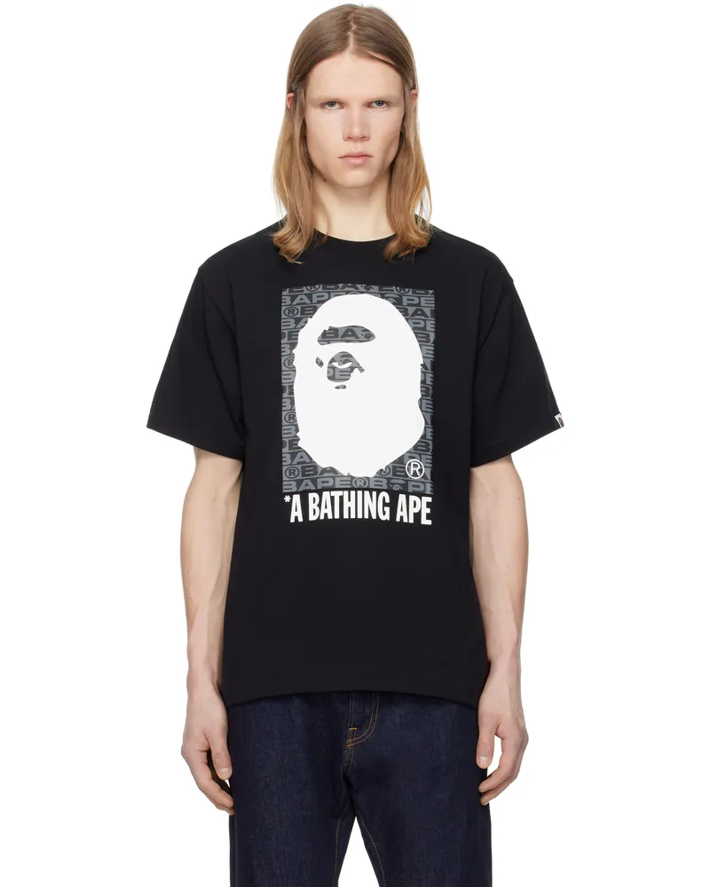 BAPE Black Lux Sports Pattern Box Ape Head T-shirt Black