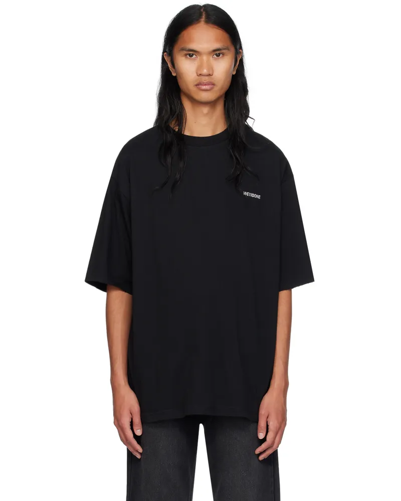WE 11 DONE Black Princess Print Damaged T-Shirt Black