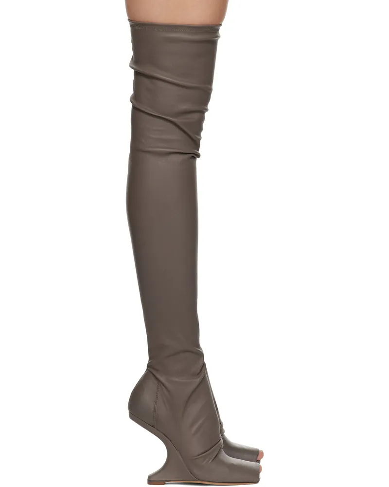Rick Owens Lilies Gray Porterville Cantilever 11 Tall Boots 34