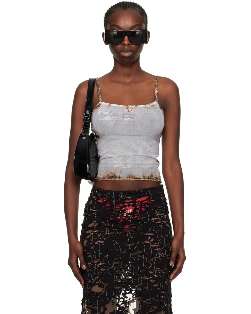 Diesel Off-White & Gray T-Hop-Burn-Trp Tank Top 9cba