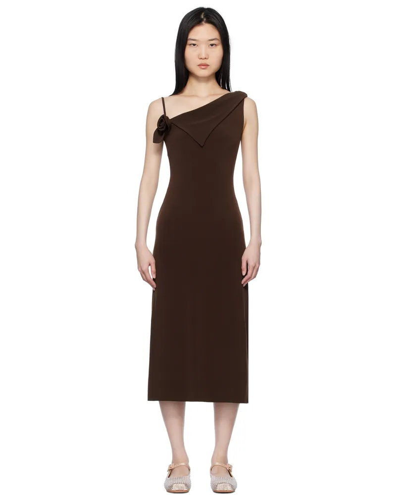Sandy Liang Brown Otter Maxi Dress Dark