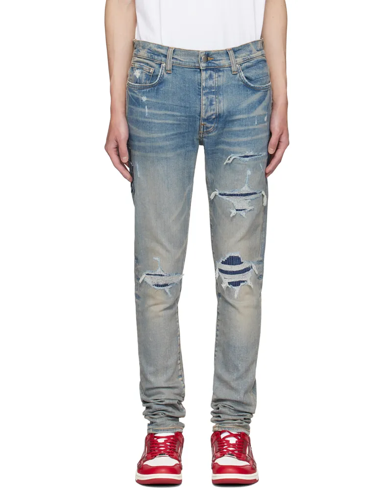 Amiri Indigo Varsity Repair Jeans Clay