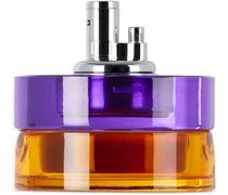 Purple & Orange Glass Ashtray Tabletop Lighter