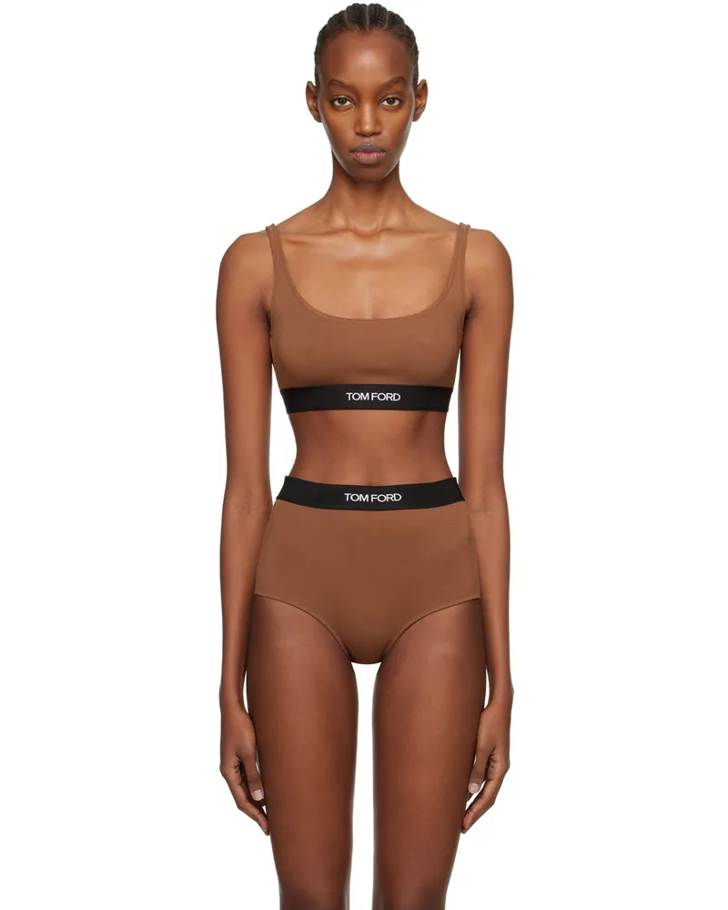 Tom Ford Brown Square Neck Bra Kb561