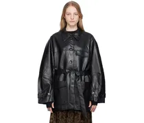 Black Button Faux-Leather Jacket