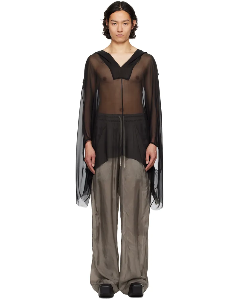 Rick Owens Black Hollywood Hooded Kaftan Hoodie 09