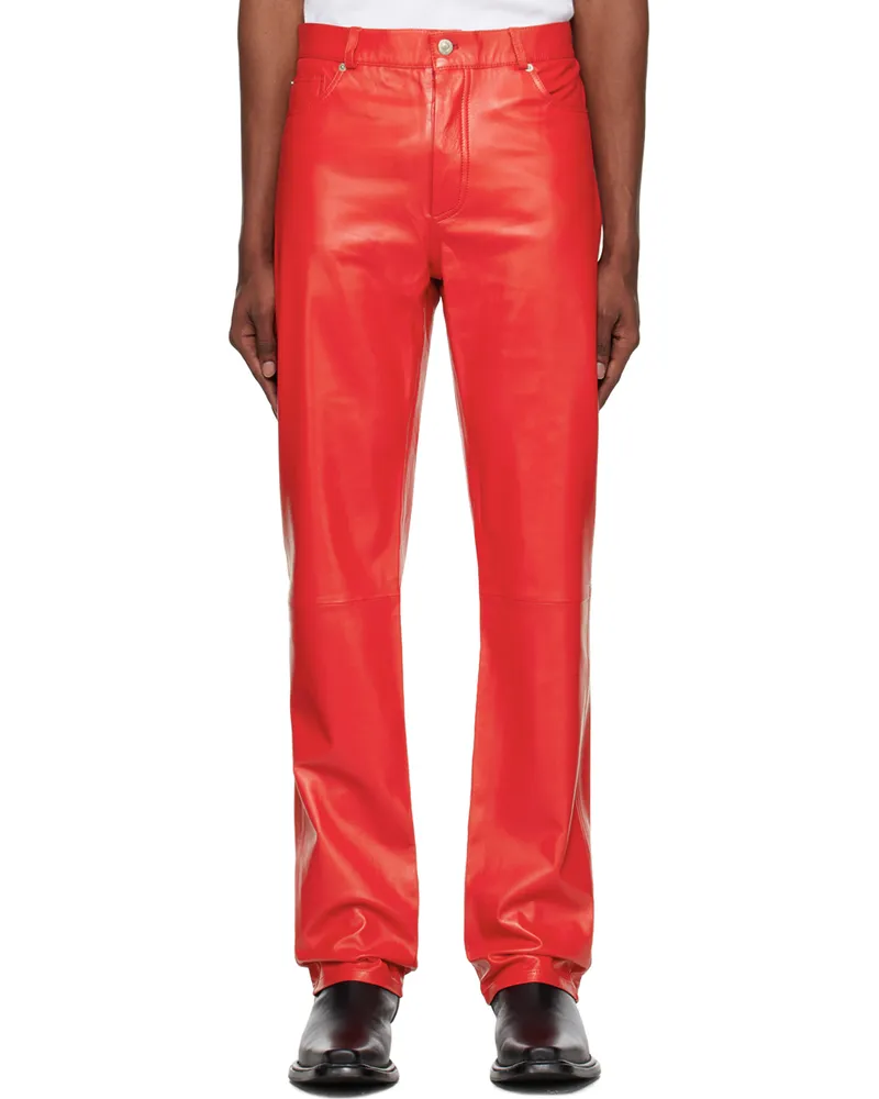 LU'U DAN Red Straight Leg Leather Pants Red