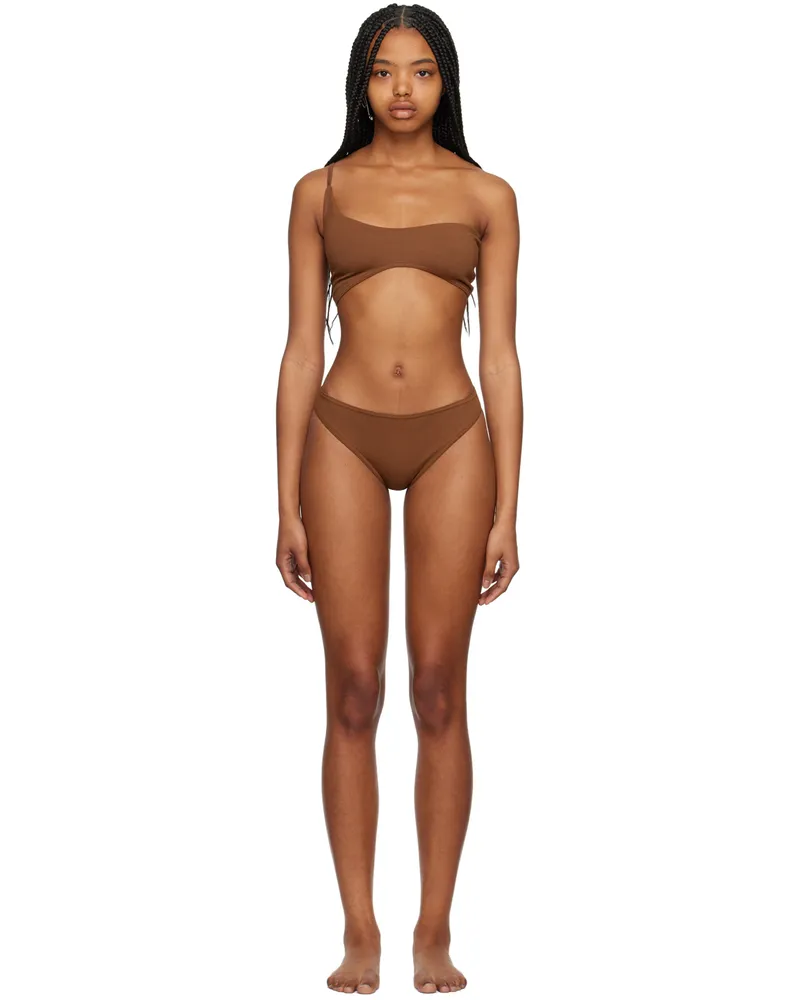 ELLISS Brown Asymmetric Underwear Set Mocha