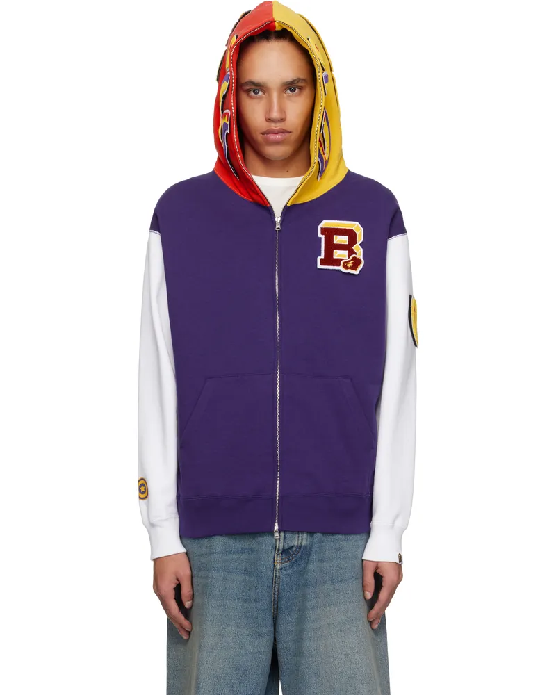 BAPE Purple & White Shark Full Zip Hoodie Navy