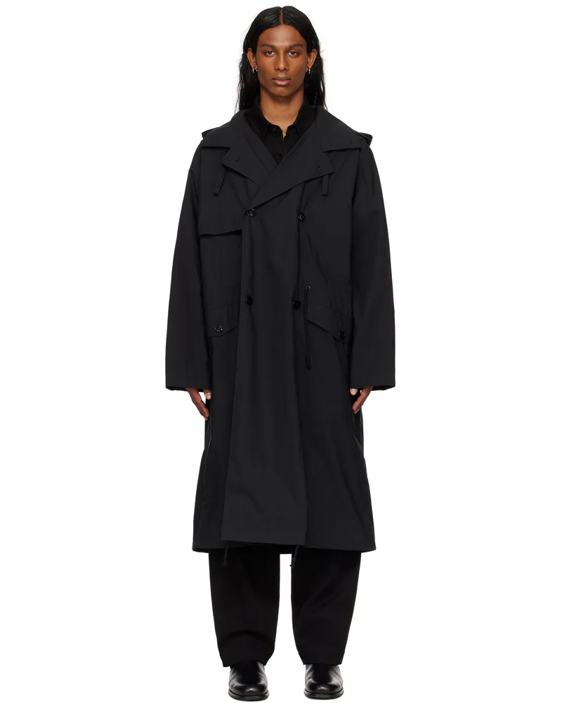 Christophe Lemaire Black Light Hooded Trench Coat Bk999