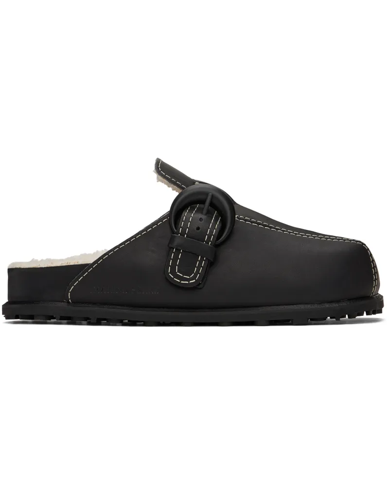 Marine Serre Black Square Toe Slippers Bk99