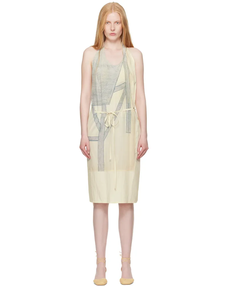 Christophe Lemaire Off-White Philippe Weisbecker Apron Midi Dress Mu344