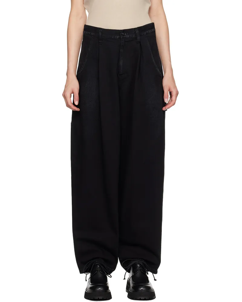 Yohji Yamamoto Black Pleated Jeans 2