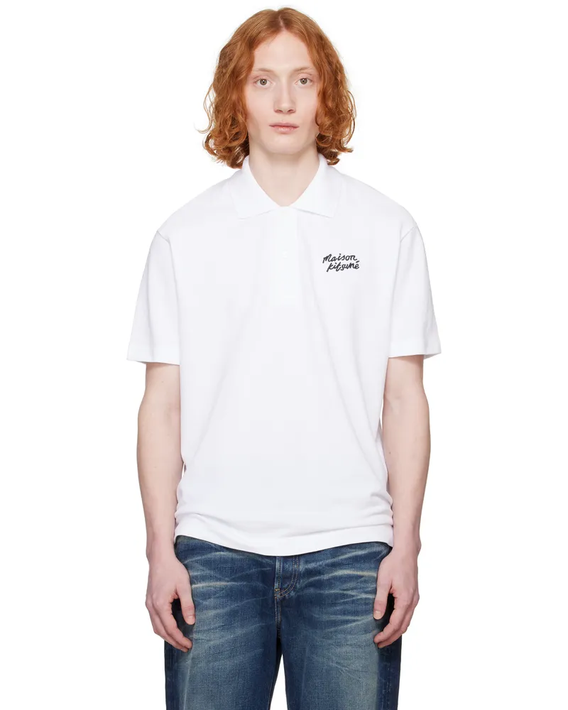 Kitsuné White 'Maison Kitsuné' Handwriting Comfort Polo M186