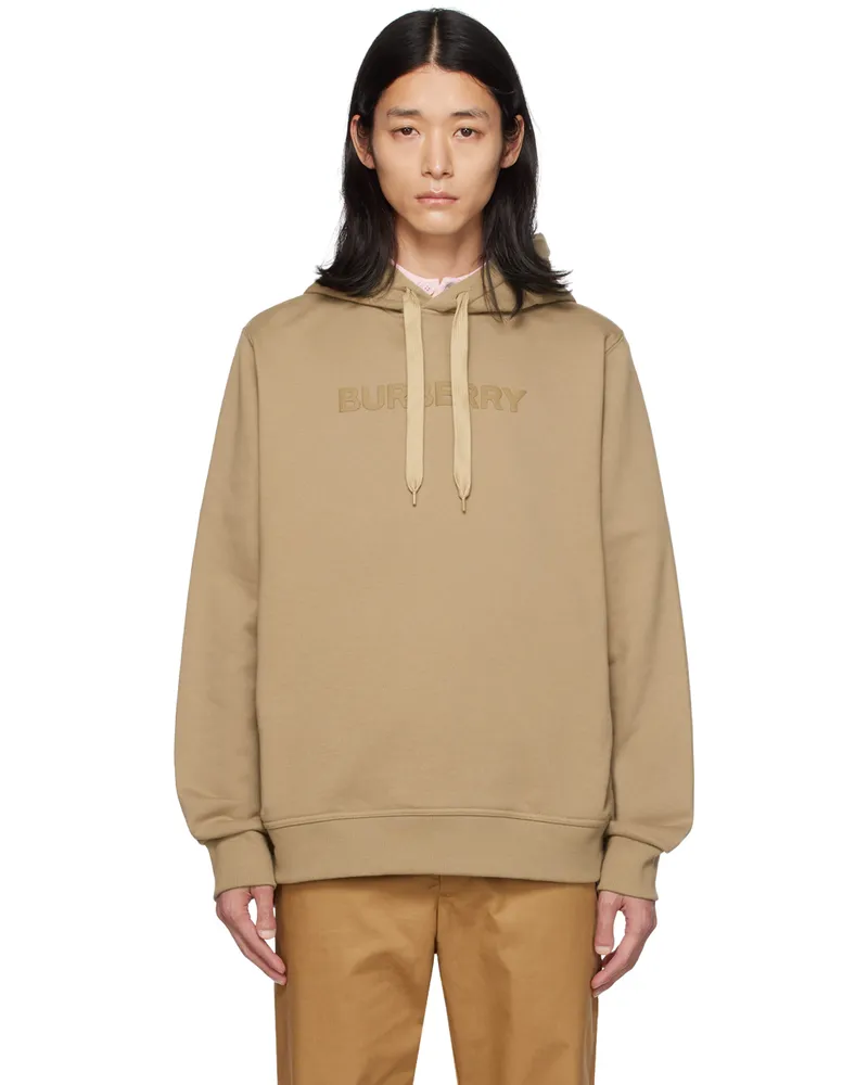 Burberry Tan Printed Hoodie Camel