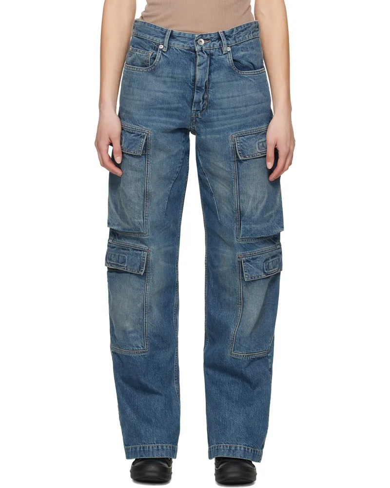 DRKSHDW by Rick Owens Blue Hollywood Double Cargo Jeans 06