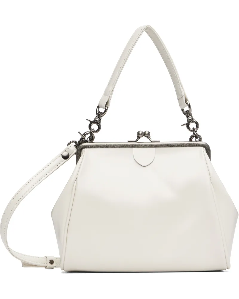Yohji Yamamoto Off-White Semi-Matte Leather Metal Clasp Bag 1