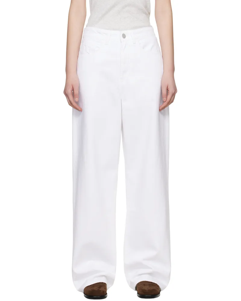 Róhe White Low-Waist Wide-Leg Jeans 100