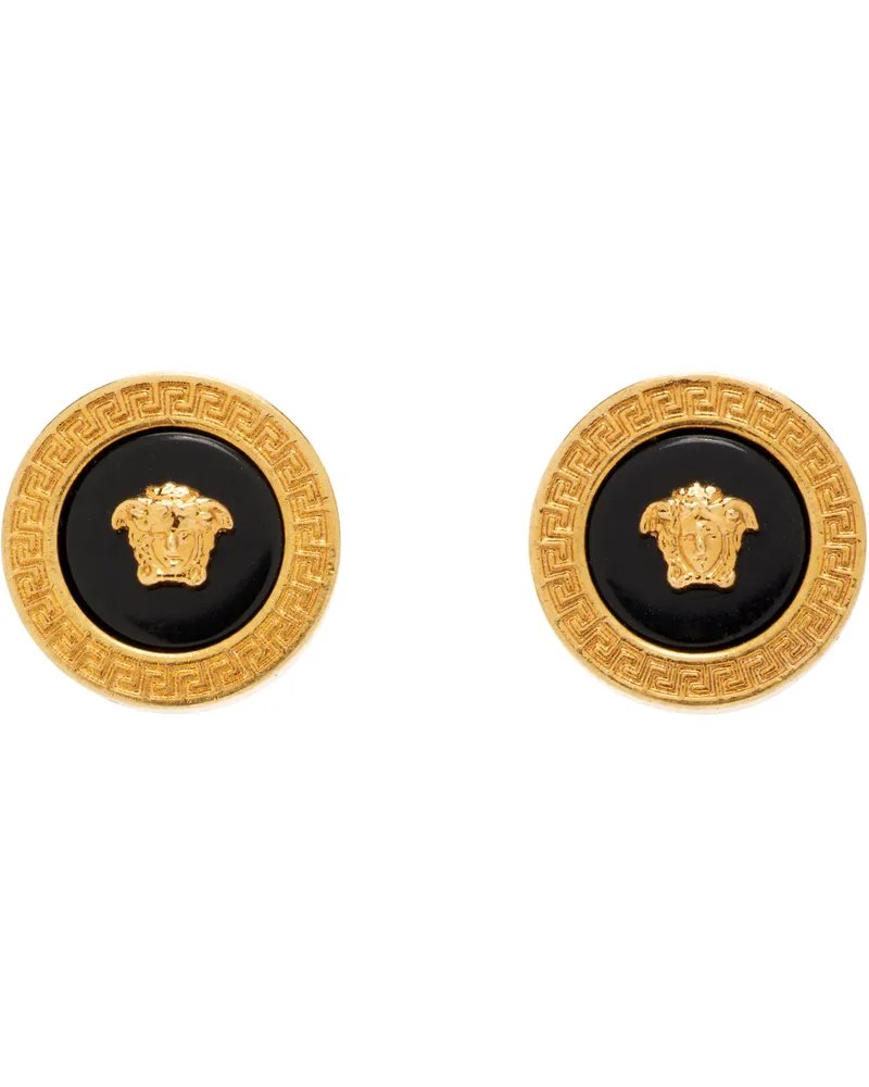 Versace Enamel Medusa Stud Earrings K41t-black-tribute