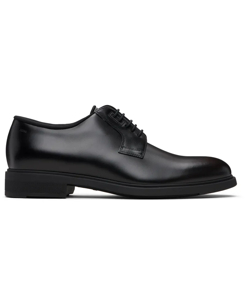 HUGO BOSS Black Piped Trims Leather Derbys 001-black