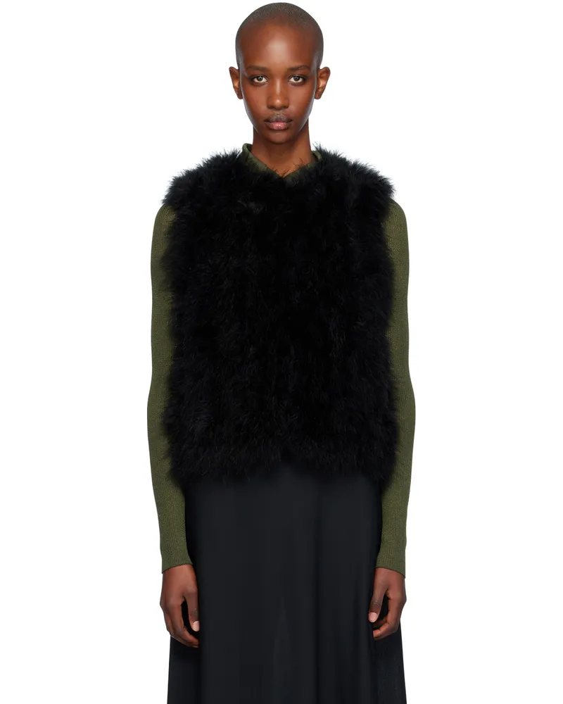 Yves Salomon Black Feather Vest C99