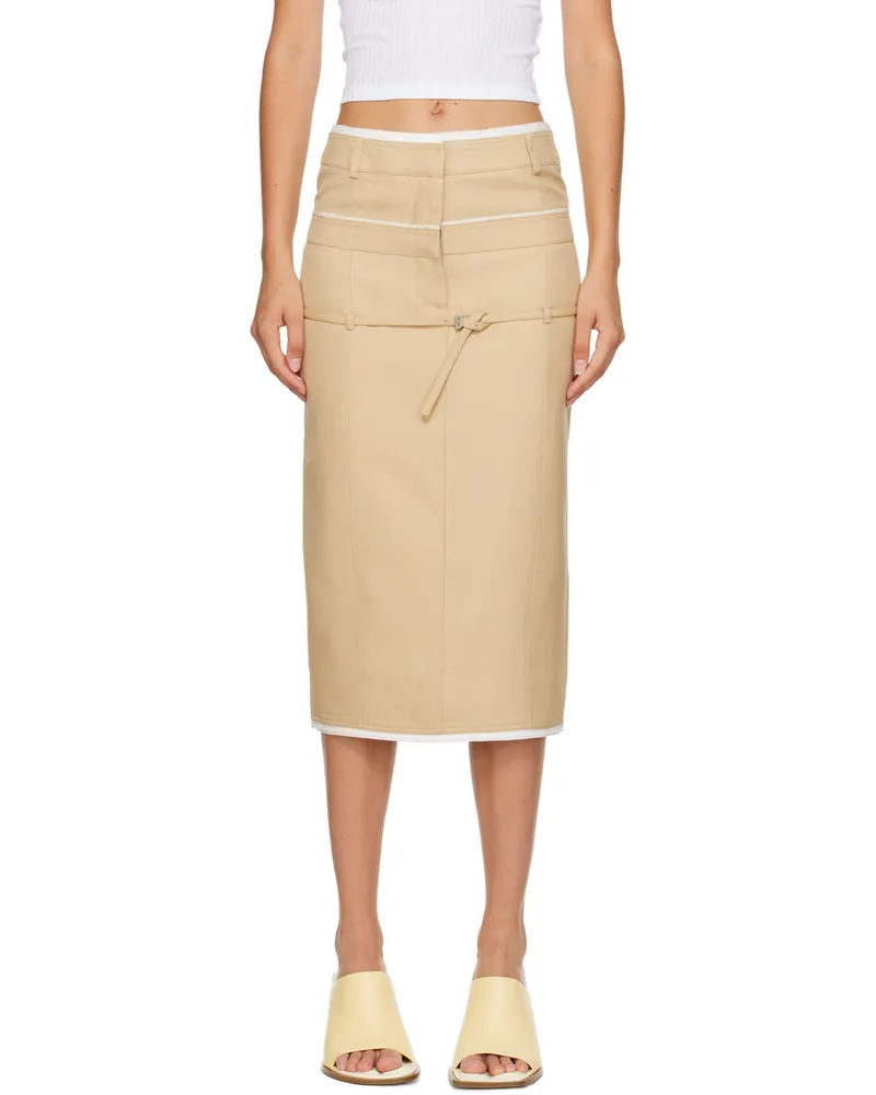 Jacquemus Beige Le Chouchou 'La Jupe Caraco' Midi Skirt 150