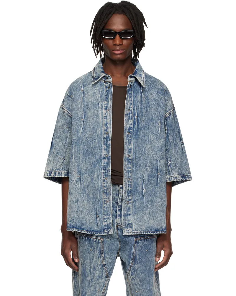 KUSIKOHC Blue Multi Rivet Denim Shirt Light