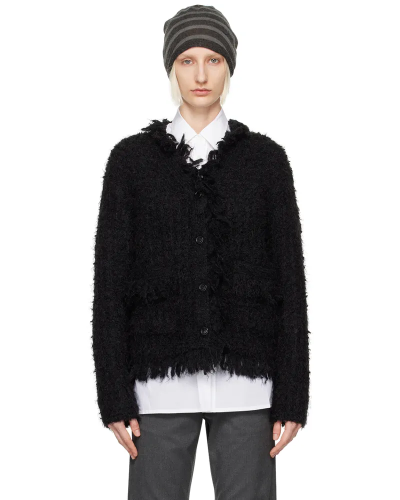 OPEN YY Black Y-Neck Cardigan Black