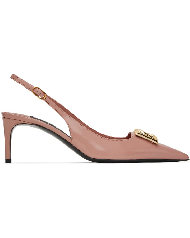 Dolce & Gabbana Pink Polished Calfskin Slingback Heels 80405