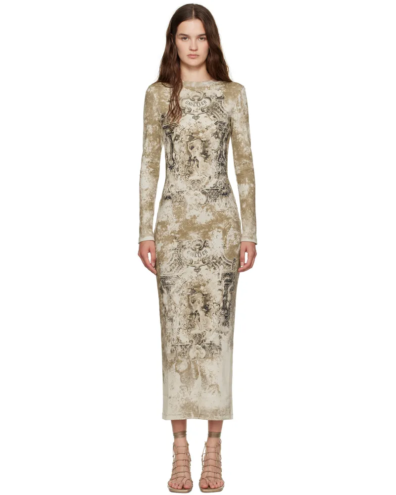 Jean Paul Gaultier Beige 'The Médaillon' Cotton Maxi Dress 6965