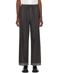 AMOMENTO Brown Stripe Drawstring Trousers Brown