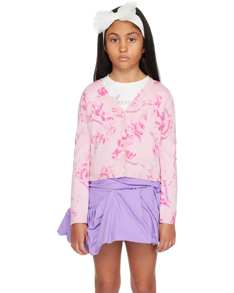 Blumarine Kids Pink Floral Cardigan St.fiori