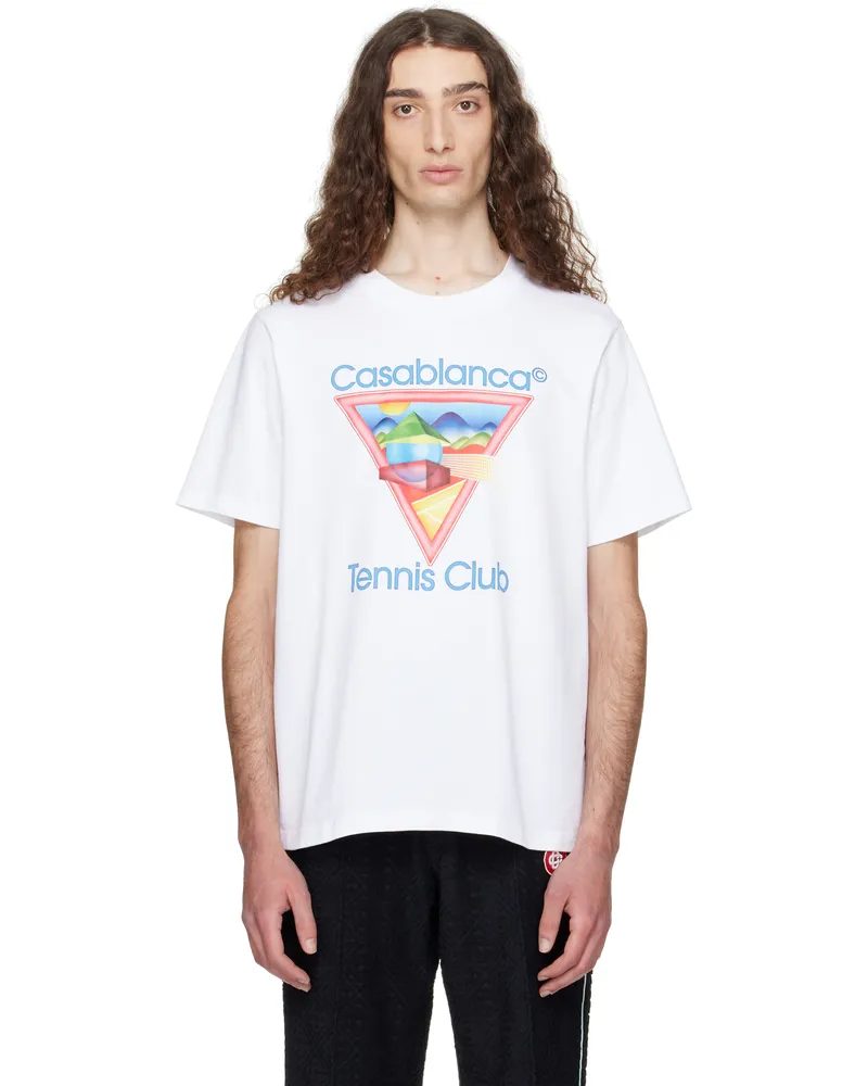 Casablanca Paris White 'Tennis Club' Icon T-shirt Tennis