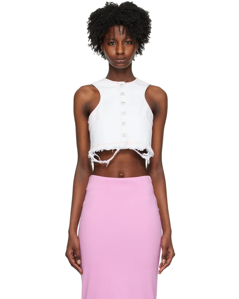 SPORTMAX White Button Denim Tank Top 023