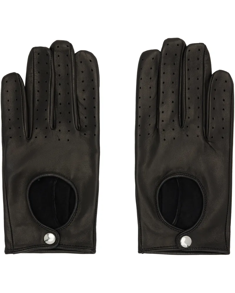Ernest W. Baker Black Leather Driving Gloves Black
