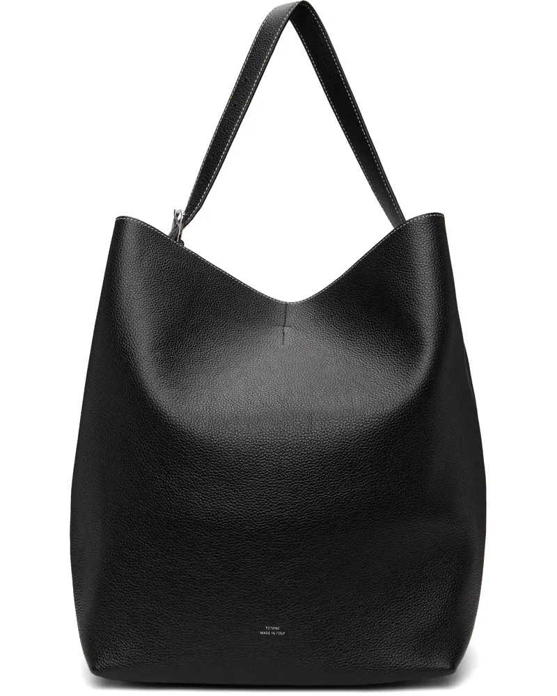 Totême Black Belted Grained-Leather Tote Black
