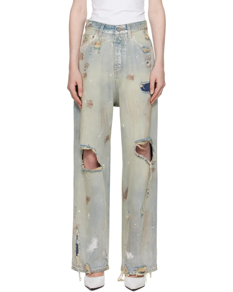 VETEMENTS Blue Trashed Baggy Jeans Light