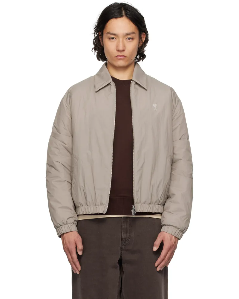 AMI Paris Taupe Ami de Coeur Zipped Jacket 0952