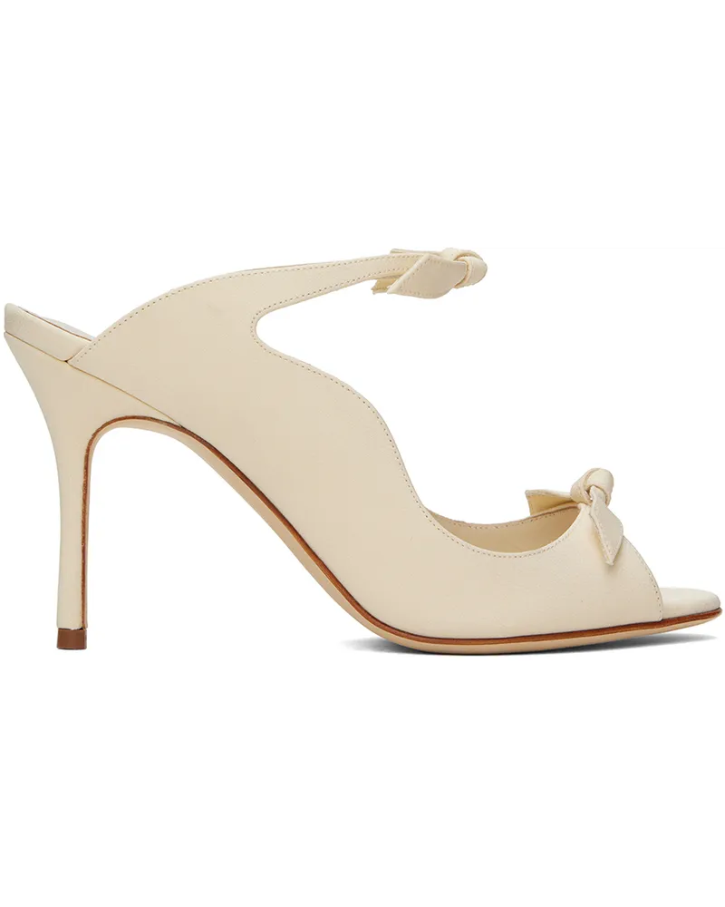 Manolo Blahnik Beige Fiocchetti Heeled Sandals Medium