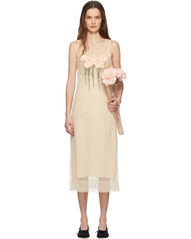 Simone Rocha Beige Carnation Dart Midi Dress Nude