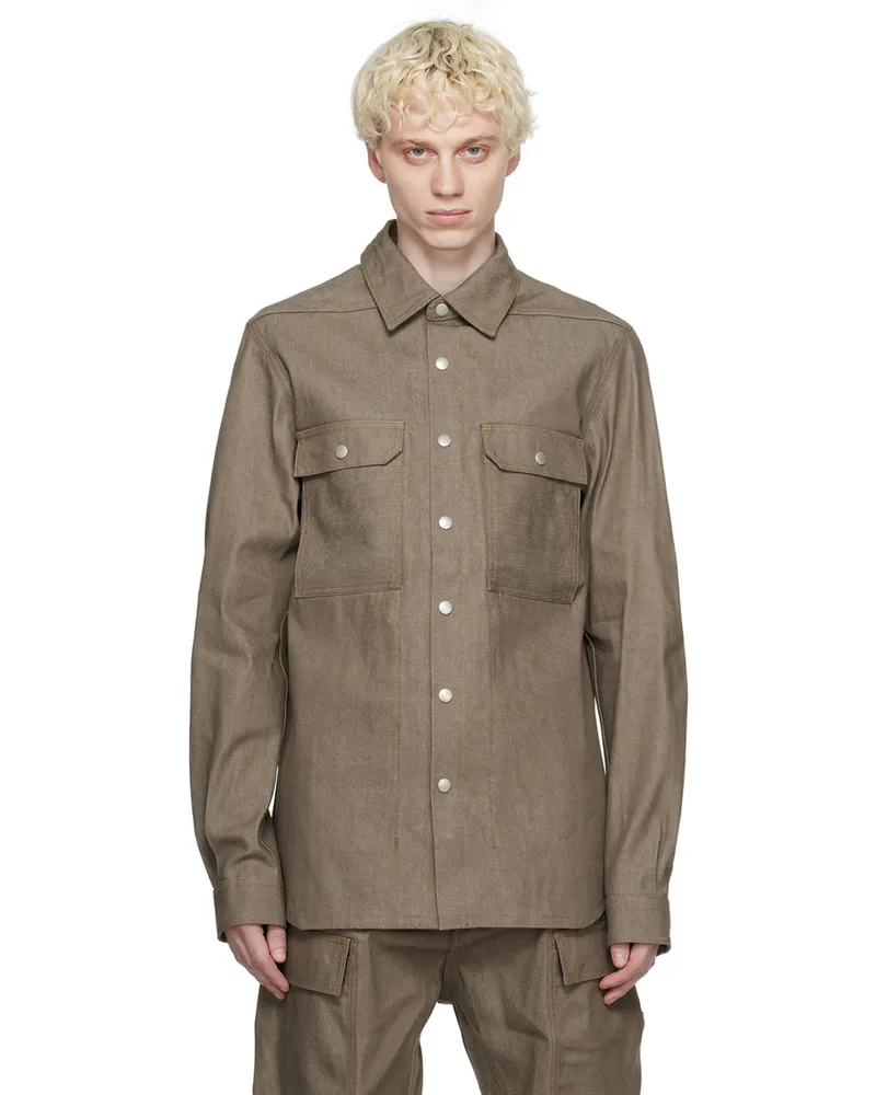 DRKSHDW by Rick Owens Khaki Spread Collar Denim Shirt 85